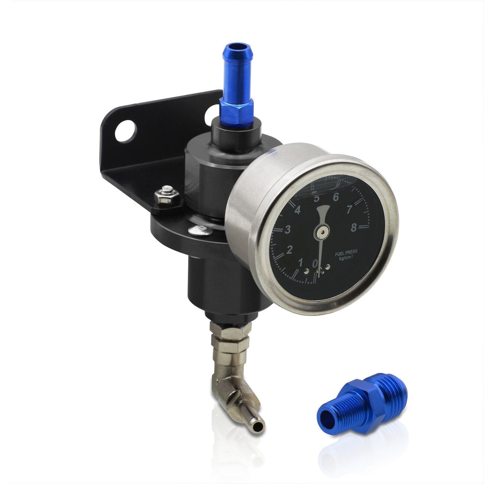 Universal Adjustable Aluminum Fuel Pressure Regulator With Liquid Gauge 0-140 Psi Engine Motor Turbocharger Supercharger N/A Set Kit Anodized Gunmetal + Liquid Filled Gauge - Parts Agent