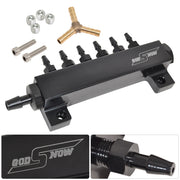 Universal Aluminum Vacuum Block 6 Port 1/8 NPT Black - Parts Agent