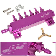 Universal Aluminum Vacuum Block 6 Port 1/8 NPT Purple - Parts Agent