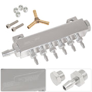 Universal Aluminum Vacuum Block 6 Port 1/8 NPT Silver - Parts Agent
