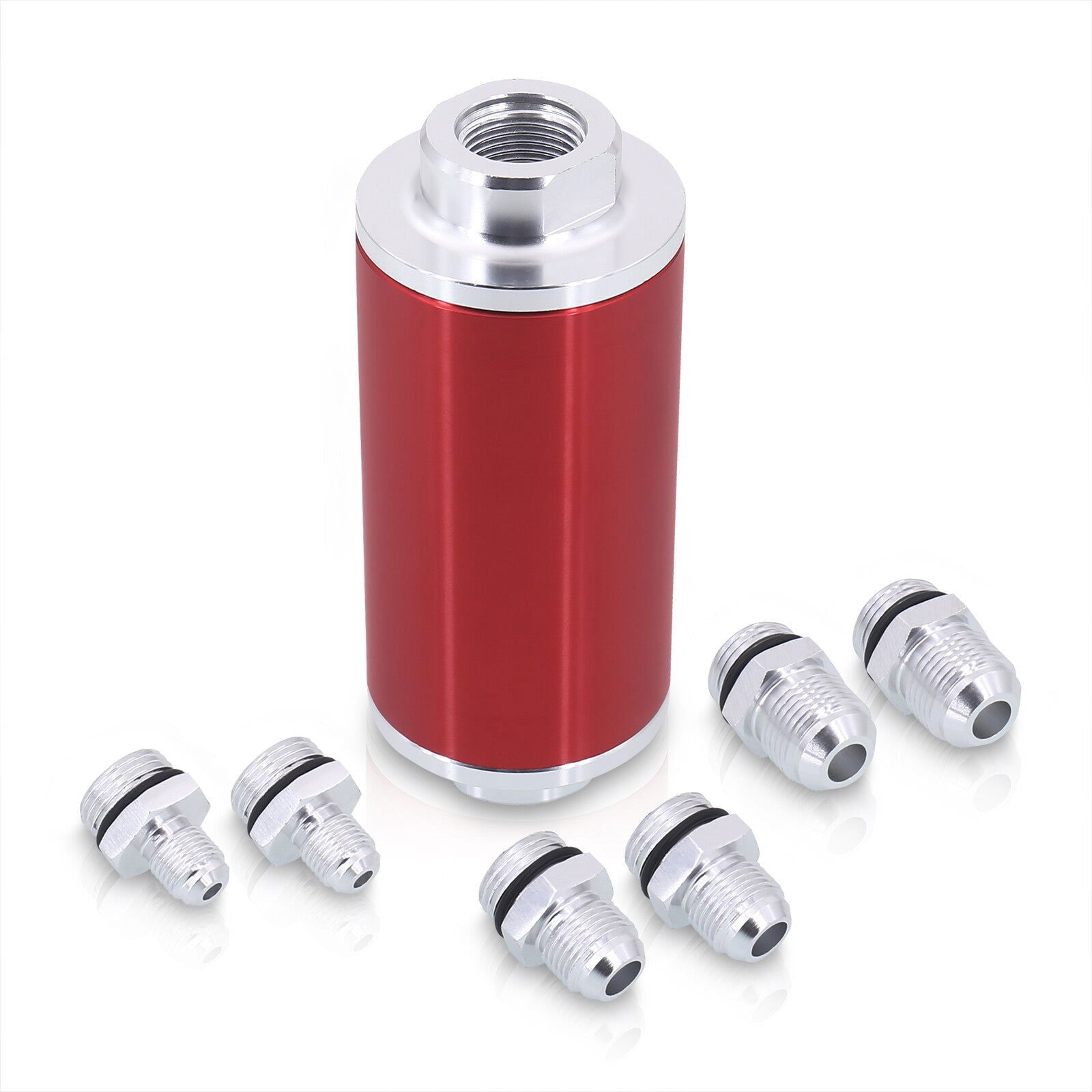 Universal High Flow Inline Fuel Filter Kit Red - Parts Agent