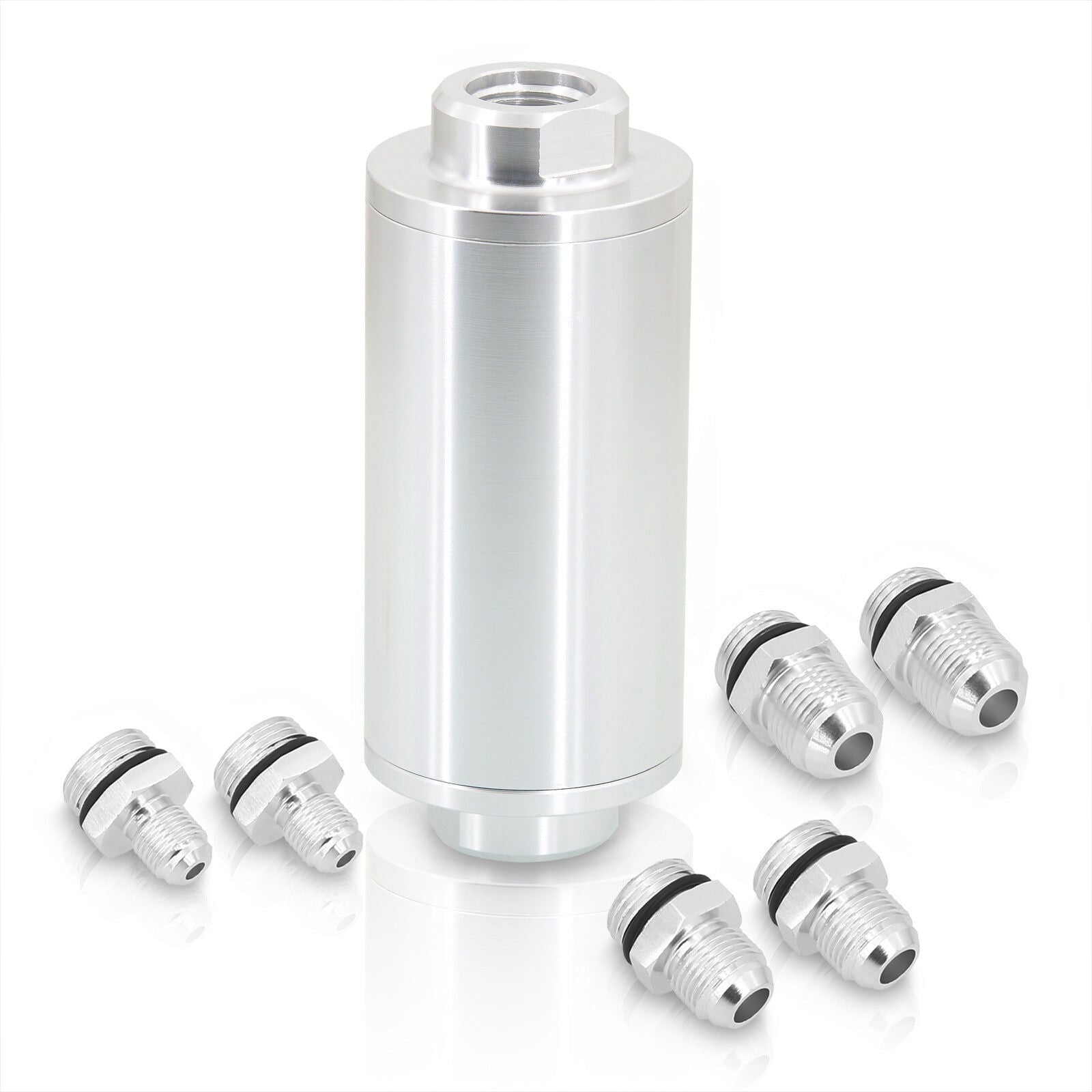 Universal High Flow Inline Fuel Filter Kit Silver - Parts Agent