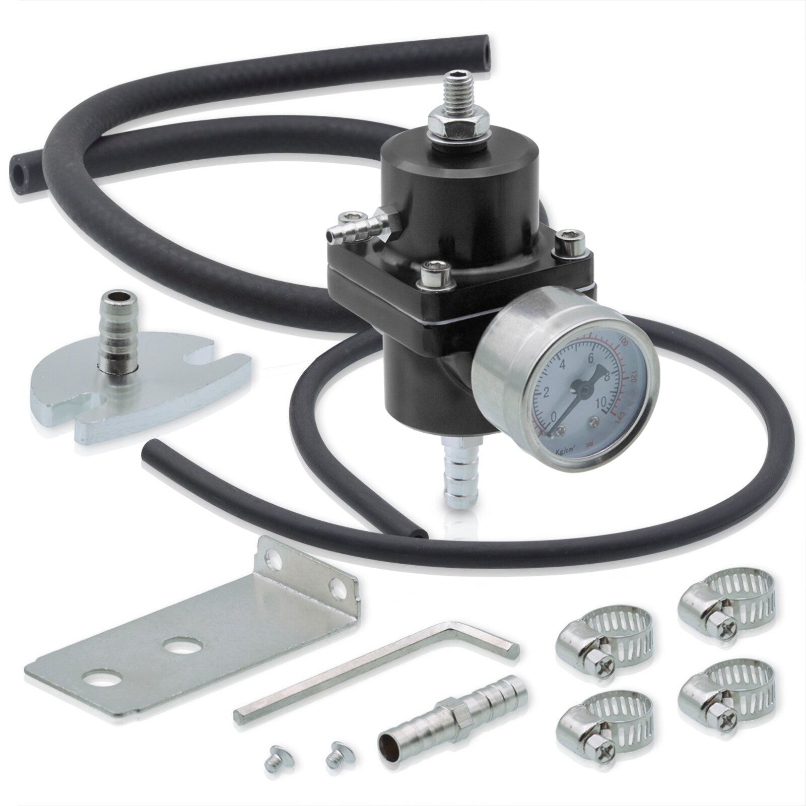 Universal Jdm Anodized Black 0 To 140 Psi Fuel Pressure Regulator With Gauge - Parts Agent