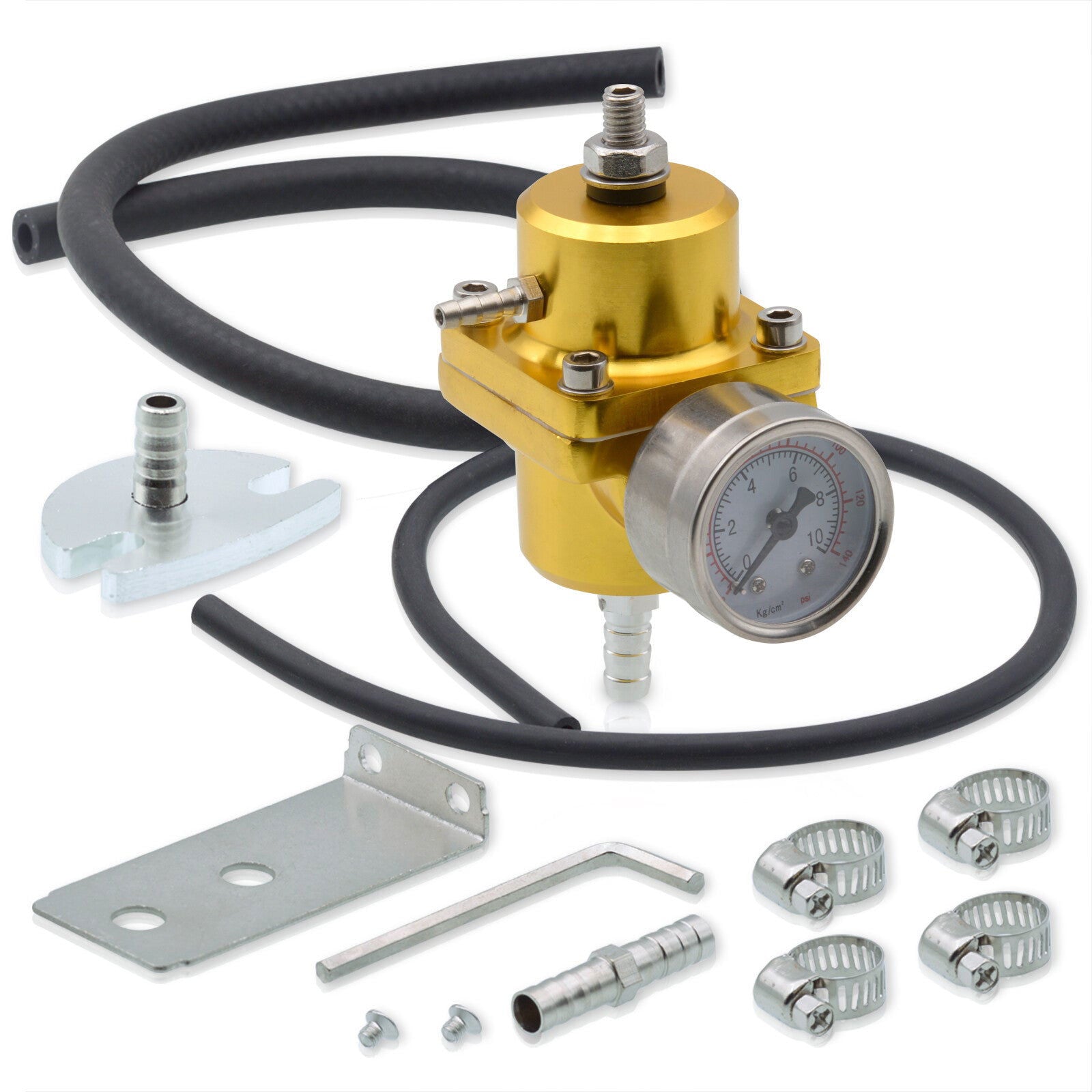 Universal Jdm Anodized Gold 0 To 140 Psi Fuel Pressure Regulator With Gauge - Parts Agent