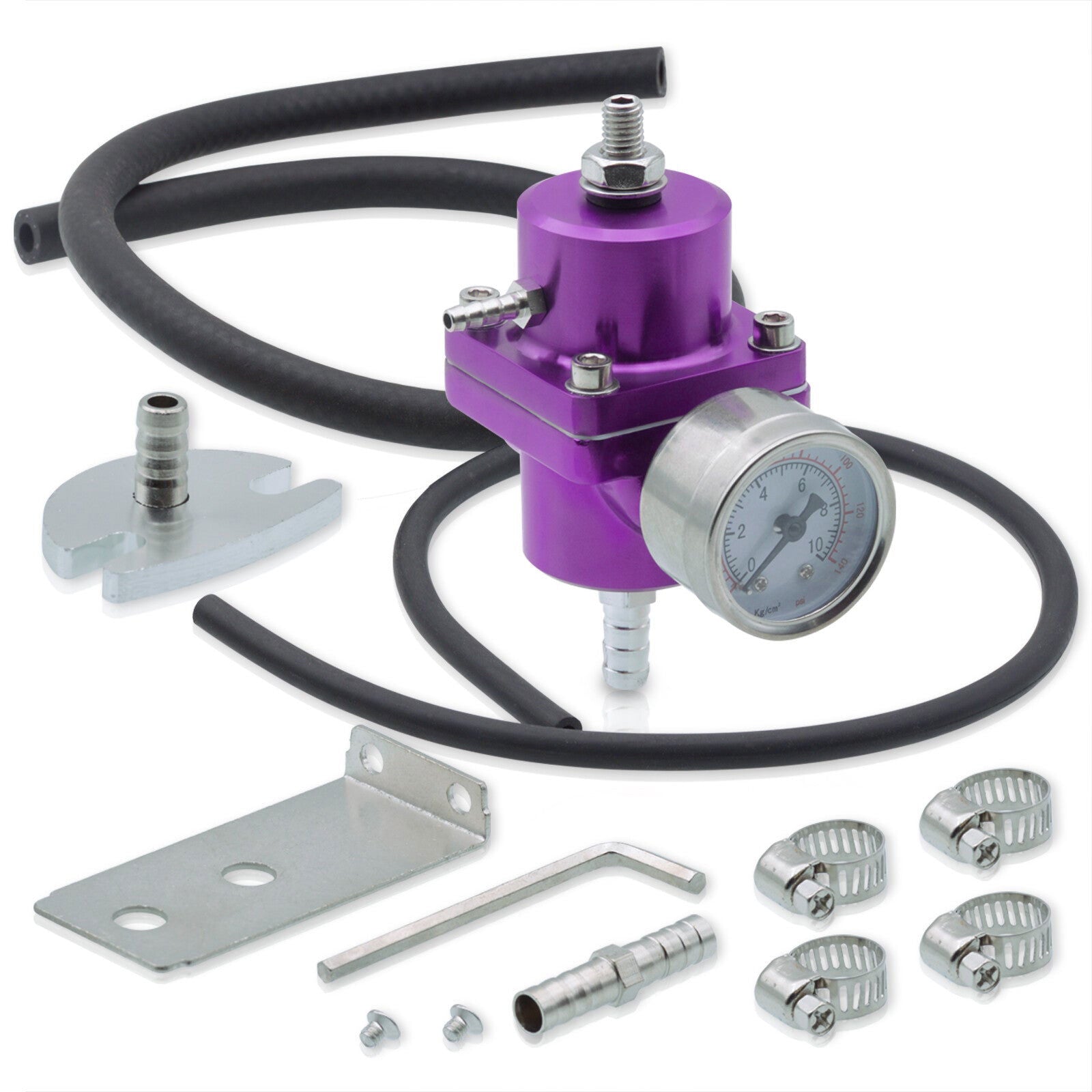 Universal Jdm Anodized Purple 0 To 140 Psi Fuel Pressure Regulator With Gauge - Parts Agent