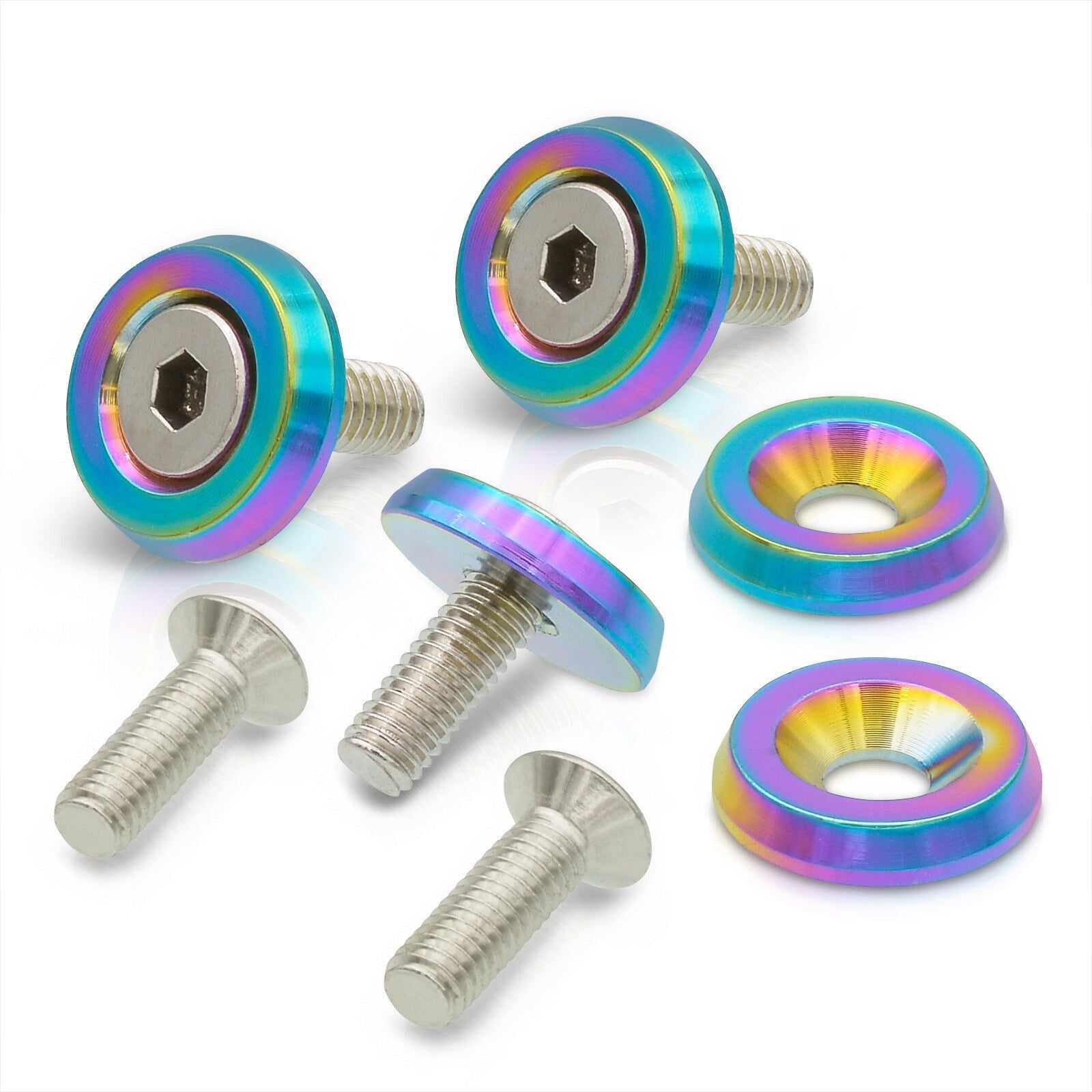 Universal M6 Fender Washer Kit Neo Chrome (5-Pieces) - Parts Agent