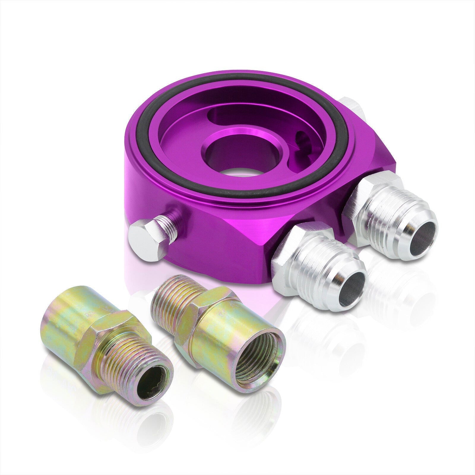 Universal Oil Filter Cooler Sandwich Gauge Sensor Plate Adapter Purple - Parts Agent