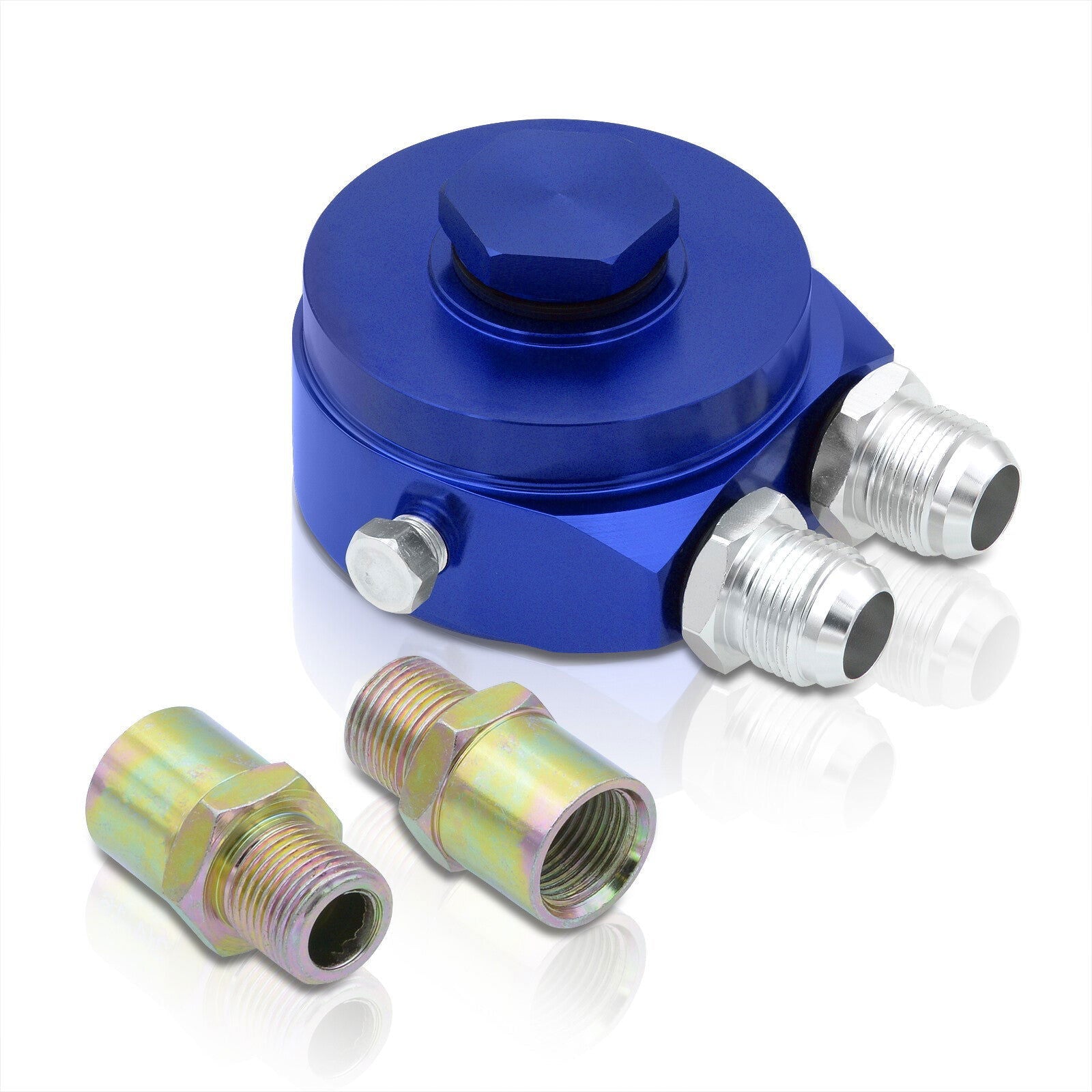 Universal Oil Filter Cooler Sandwich Relocator Adapter Plate Blue - Parts Agent