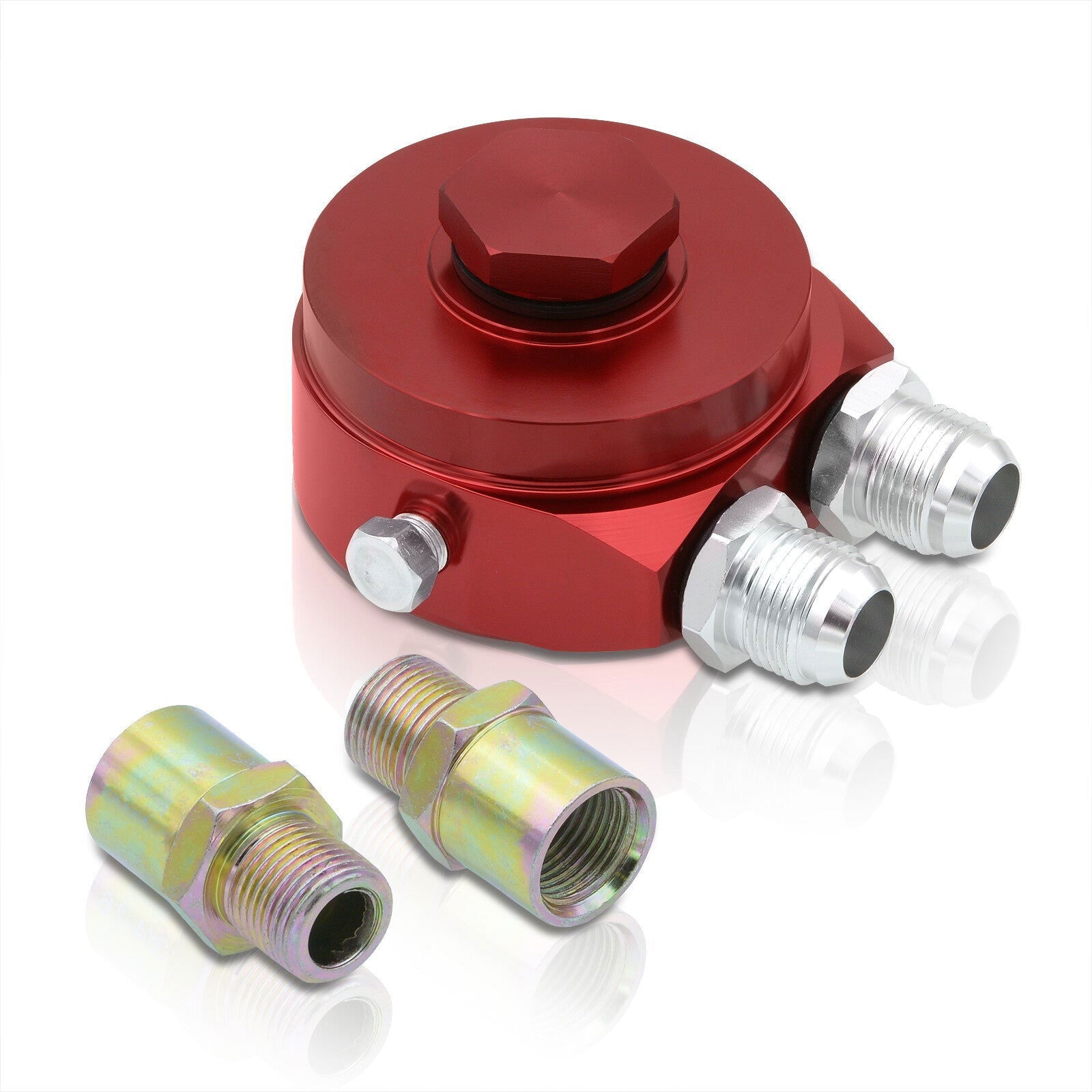 Universal Oil Filter Cooler Sandwich Relocator Adapter Plate Red - Parts Agent