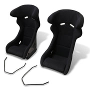 Universal ProRacer Style Bucket Racing Seats + Sliders Black Cloth - Parts Agent