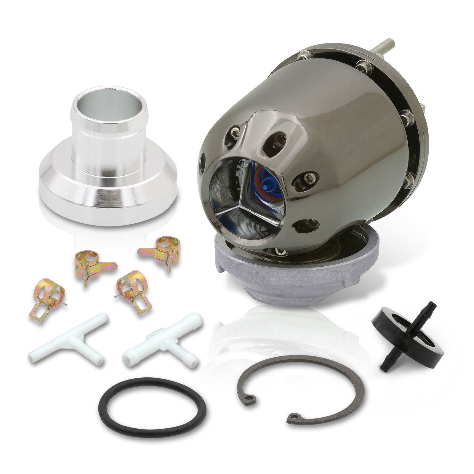 Universal SQV Style Gunmetal Blow Off Valve BOV + Aluminum O-Ring Weldable Adapter Flange Kit - Parts Agent