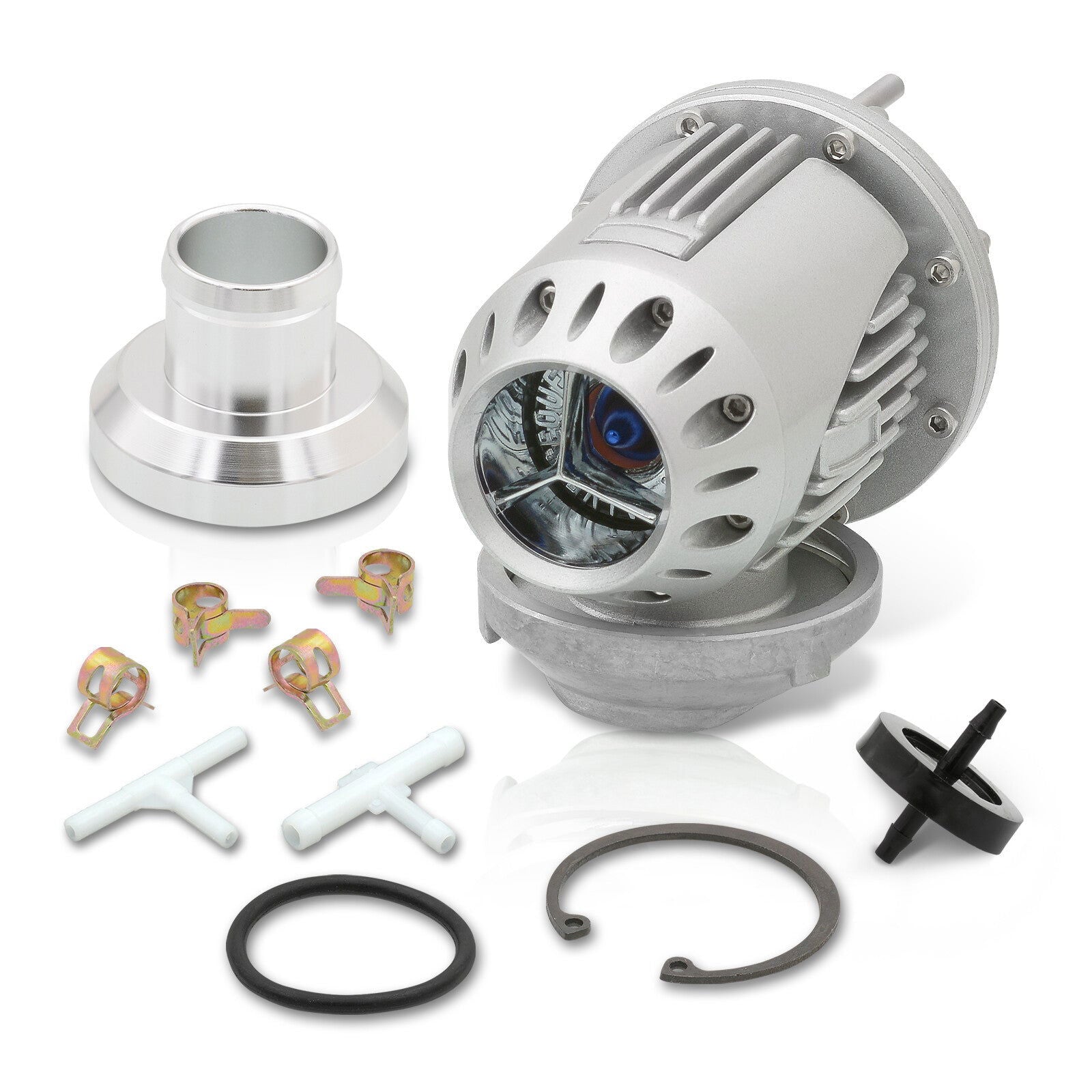 Universal SSQV Style Chrome Blow Off Valve BOV + Aluminum O-Ring Weldable Adapter Flange Kit - Parts Agent