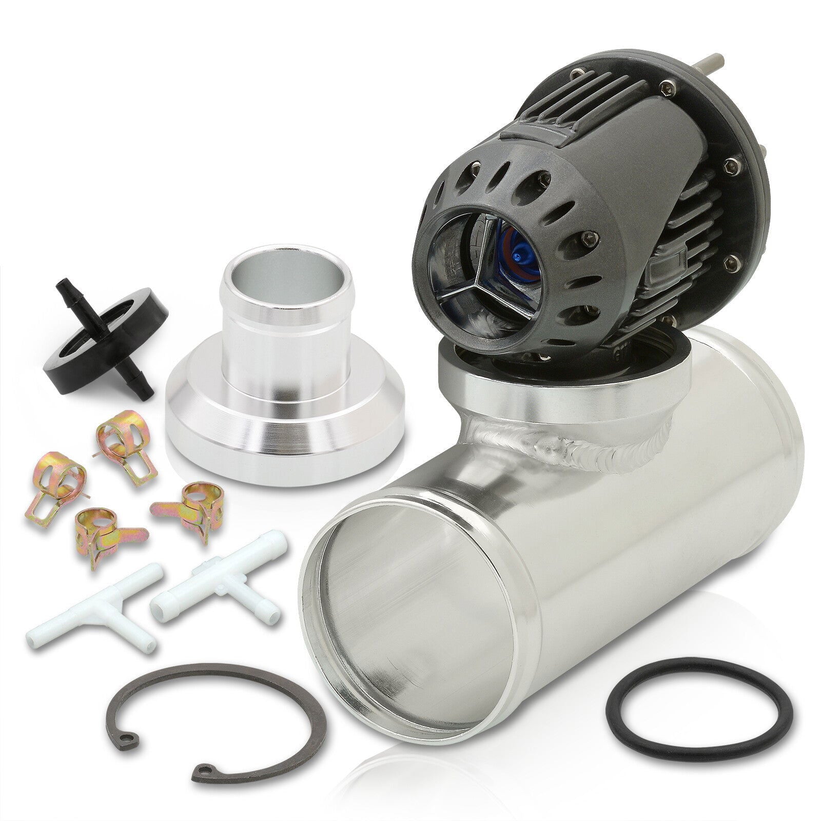 Universal SSQV Style Smoke Blow Off Valve BOV + 2.5" Aluminum Adapter Flange Kit - Parts Agent