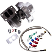 Universal T70 Turbo Turbocharger T3 .82 A/R + Oil Drain Return FEED Line Kit TCD - Parts Agent