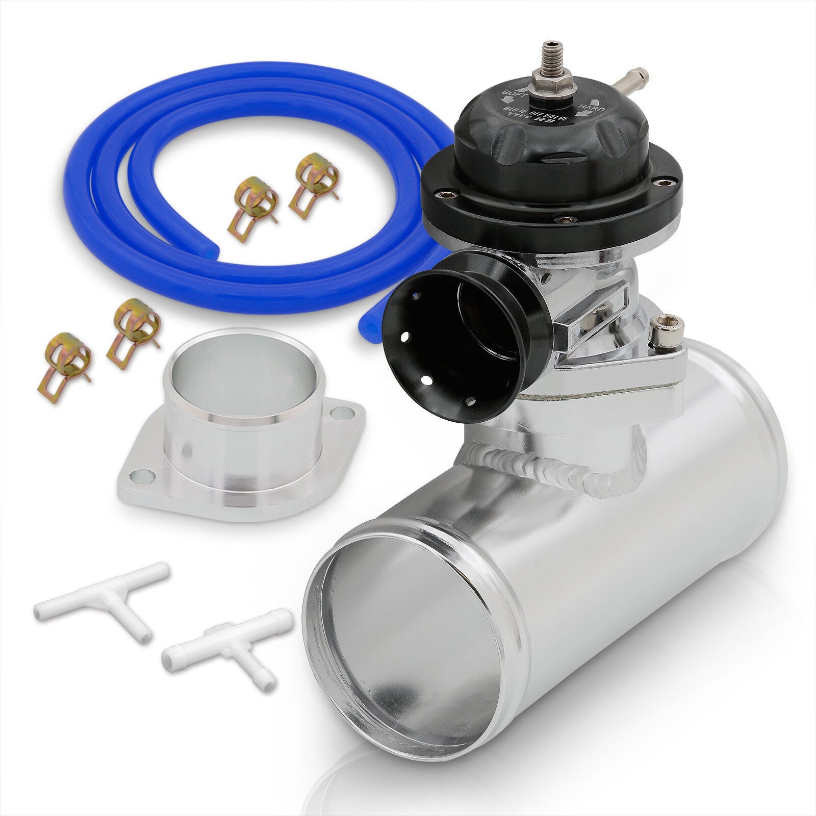 Universal Type S/RS Gunmetal Blow Off Valve BOV + 2.5" Aluminum Adapter Flange Kit - Parts Agent