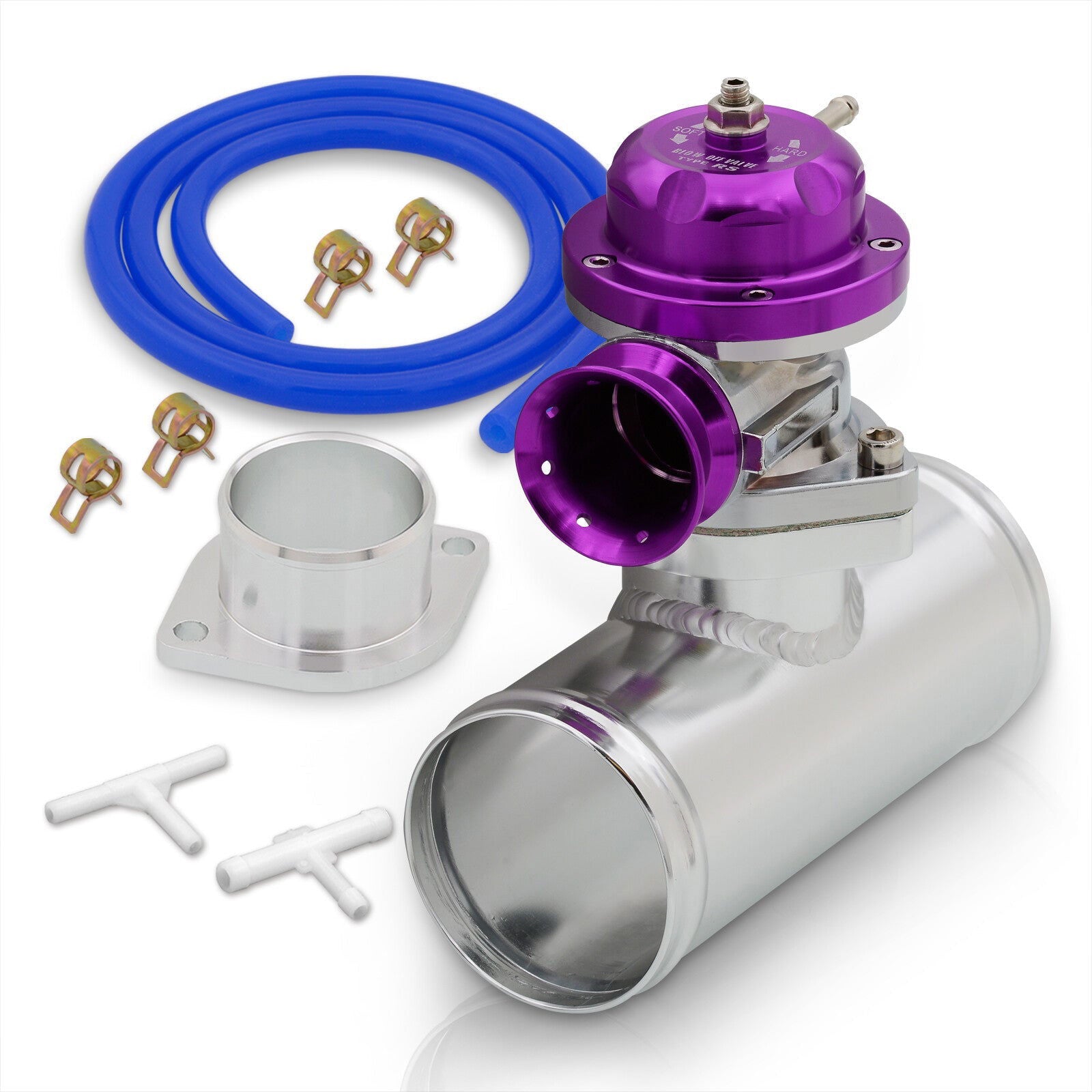 Universal Type S/RS Purple Blow Off Valve BOV + 2.5" Aluminum Adapter Flange Kit - Parts Agent