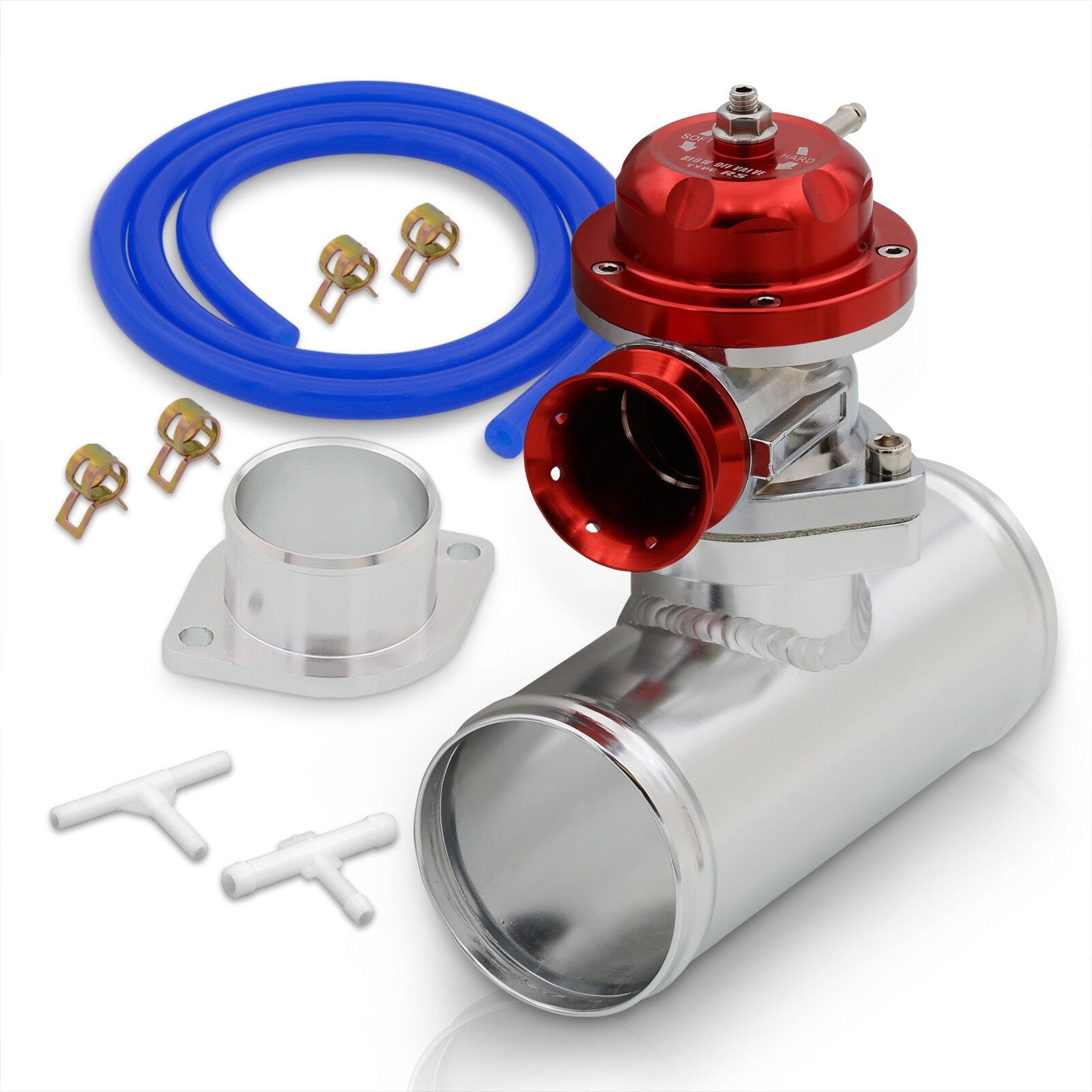 Universal Type S/RS Red Blow Off Valve BOV + 2.5" Aluminum Adapter Flange Kit - Parts Agent