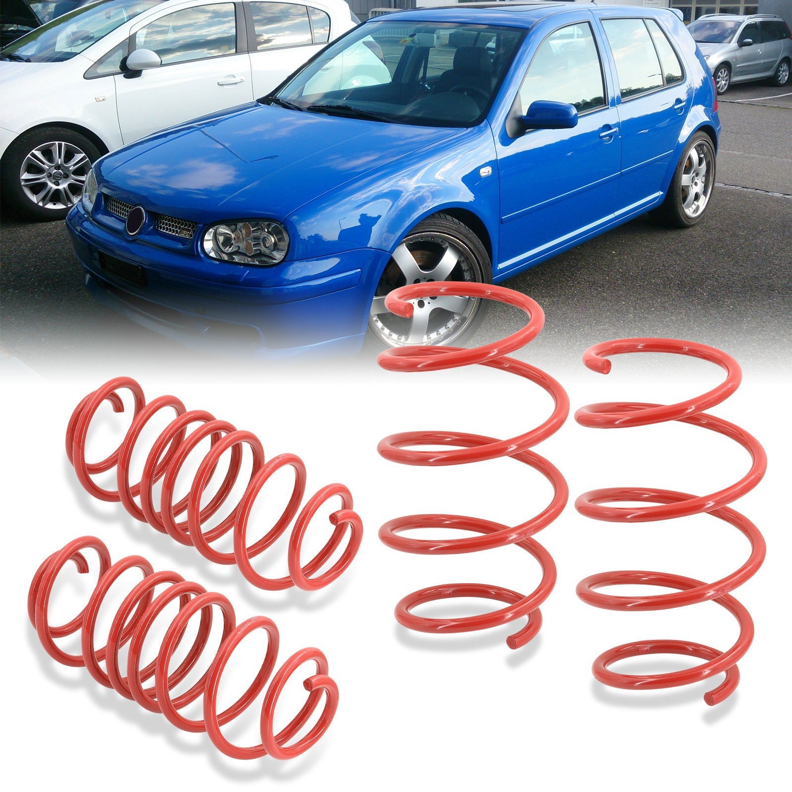 Volkswagen Golf 1999-2005 / Jetta 4CYL 1999-2005 Lowering Springs Red (Golf Front ~1.8" / Rear ~1.8") (Jetta Front ~1.8" / Rear ~1.3") - Parts Agent