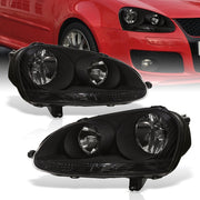 Volkswagen Golf 2006-2008 / Rabbit 2006-2008 / Jetta 2006-2010 Factory Style Headlights Black Housing Clear Len Clear Reflector (Halogen Models Only) - Parts Agent