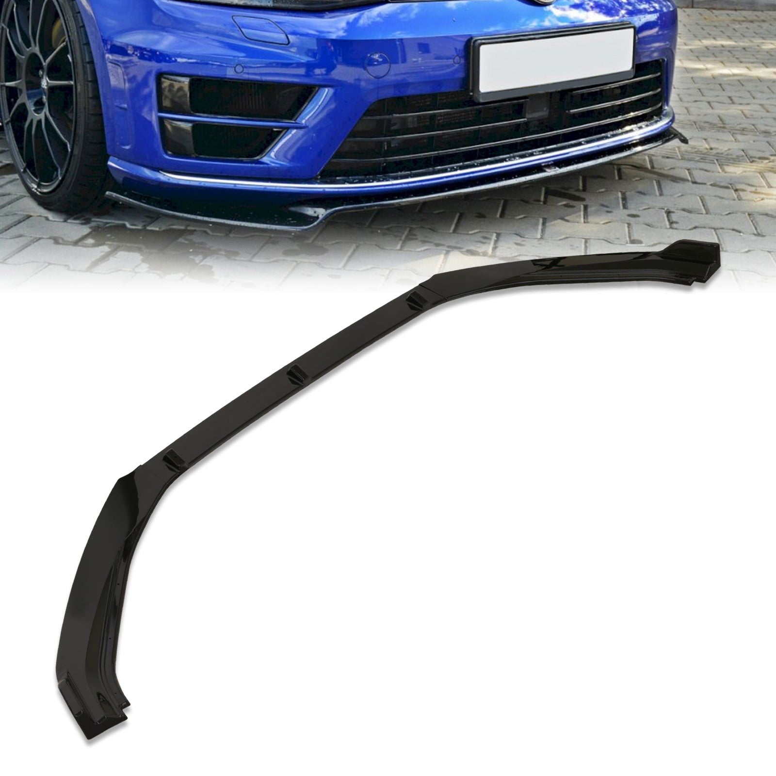 Volkswagen Golf 7 MK7 2015-2017 3-Piece Style Front Bumper Lip Gloss Black - Parts Agent
