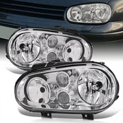 Volkswagen Golf GTI MK4 1999-2006 / Cabrio MK4 1999-2002 Factory Style Headlights Chrome Housing Clear Len Clear Reflector - Parts Agent
