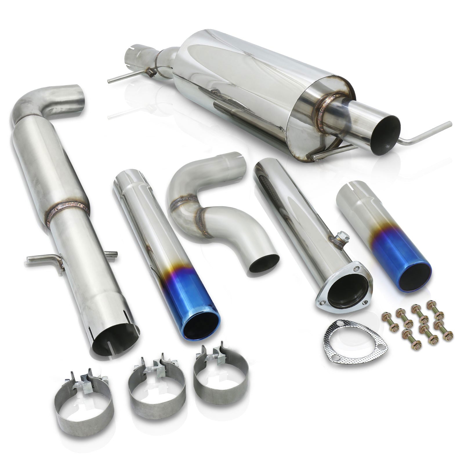 Volkswagen Golf MK4 1.8L Turbo 2000-2005 / Jetta MK4 1.8L Turbo 1999-2005 Dual Tip Stainless Steel Catback Exhaust System Burnt Tip (Piping: 3.0" / 76mm | Tip: 2.5") - Parts Agent