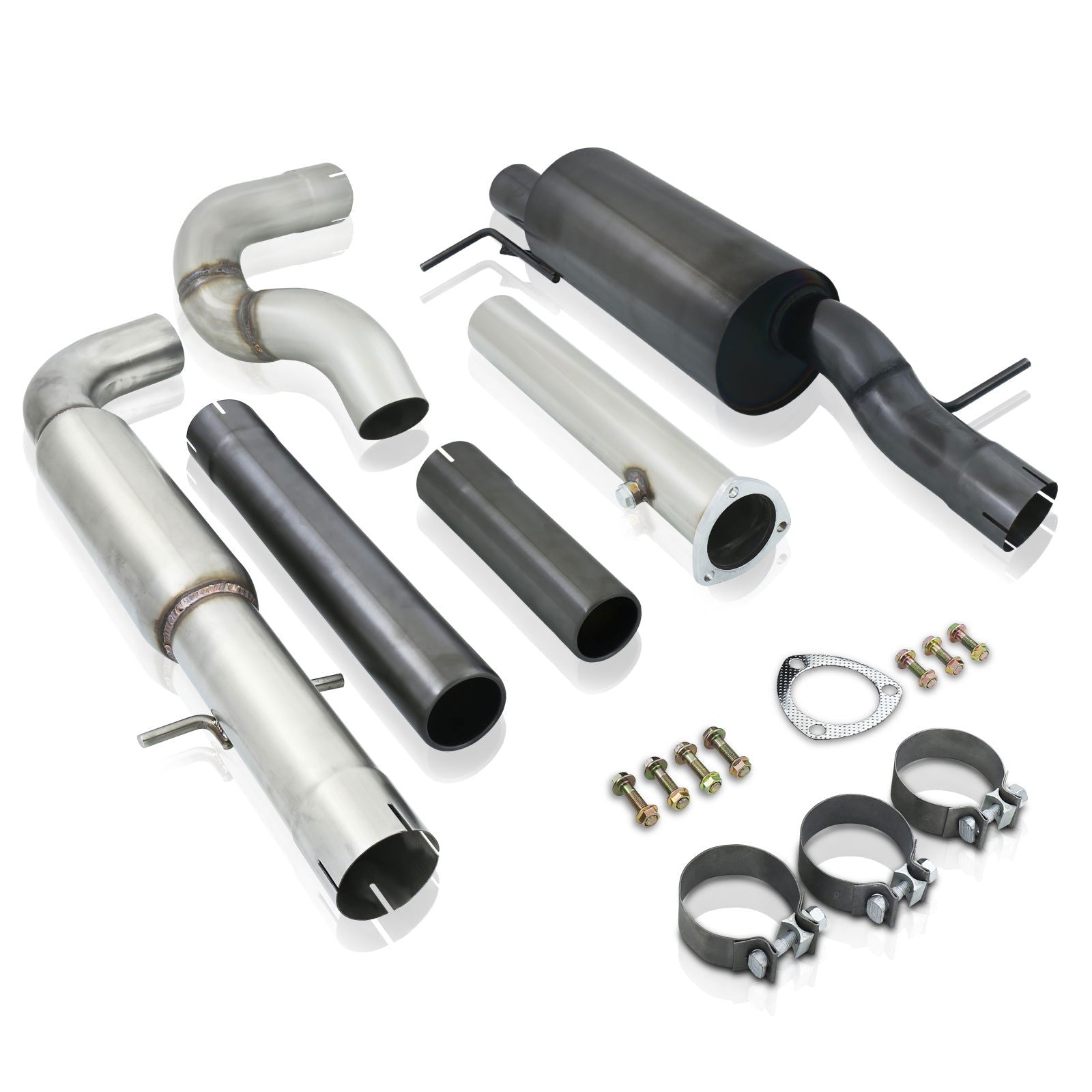 Volkswagen Golf MK4 1.8L Turbo 2000-2005 / Jetta MK4 1.8L Turbo 1999-2005 Dual Tip Stainless Steel Catback Exhaust System Gunmetal (Piping: 3.0" / 76mm | Tip: 2.5") - Parts Agent