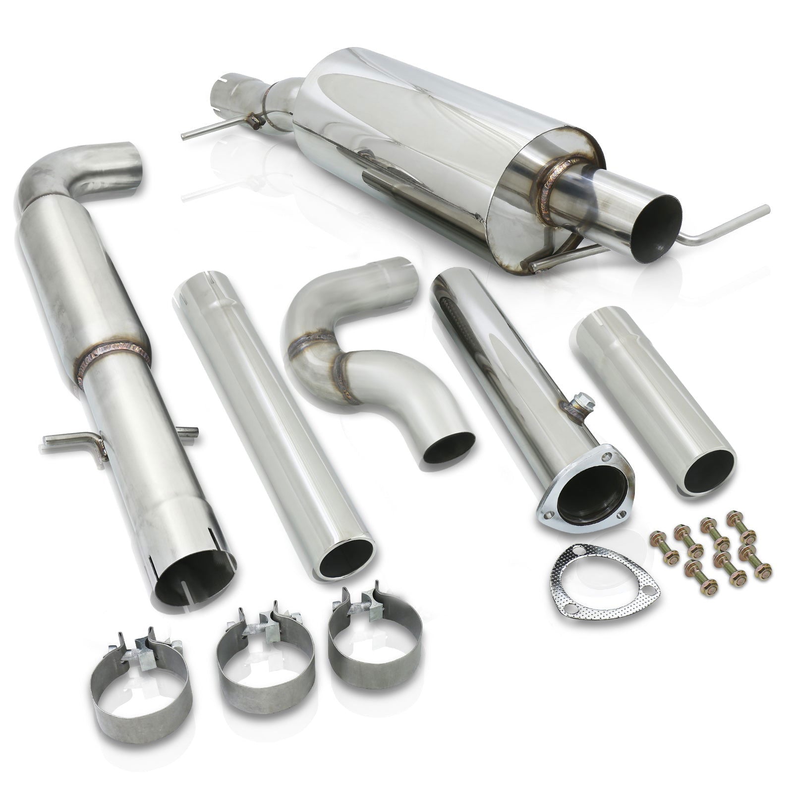 Volkswagen Golf MK4 1.8L Turbo 2000-2005 / Jetta MK4 1.8L Turbo 1999-2005 Dual Tip Stainless Steel Catback Exhaust System (Piping: 3.0" / 76mm | Tip: 2.5") - Parts Agent