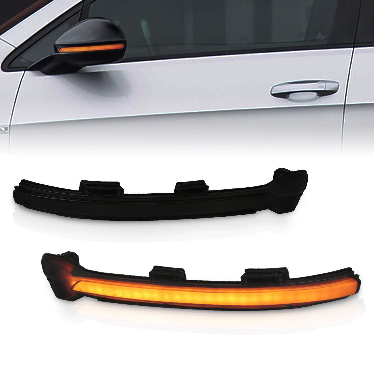 Volkswagen Golf MK7 2015-2019 Front Amber Sequential LED Side Mirror Signal Marker Lights Smoked Len - Parts Agent