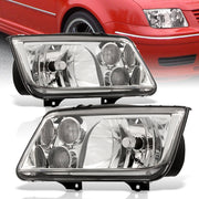 Volkswagen Jetta 1999-2004 Factory Style Headlights + Euro Fogs Chrome Housing Clear Len Clear Reflector - Parts Agent