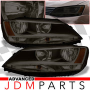 Volkswagen Jetta 2011-2018 Factory Style Headlights Chrome Housing Smoke Len Amber Reflector (Halogen Models Only) - Parts Agent