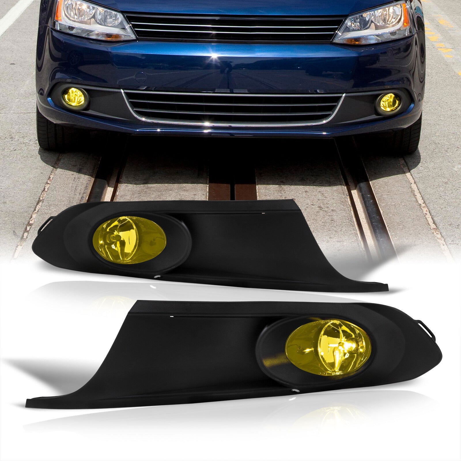 Volkswagen Jetta (Not Compatible for GLI & Wagon Models) 2011-2014 Front Fog Lights Yellow Len (Includes Switch & Wiring Harness) - Parts Agent