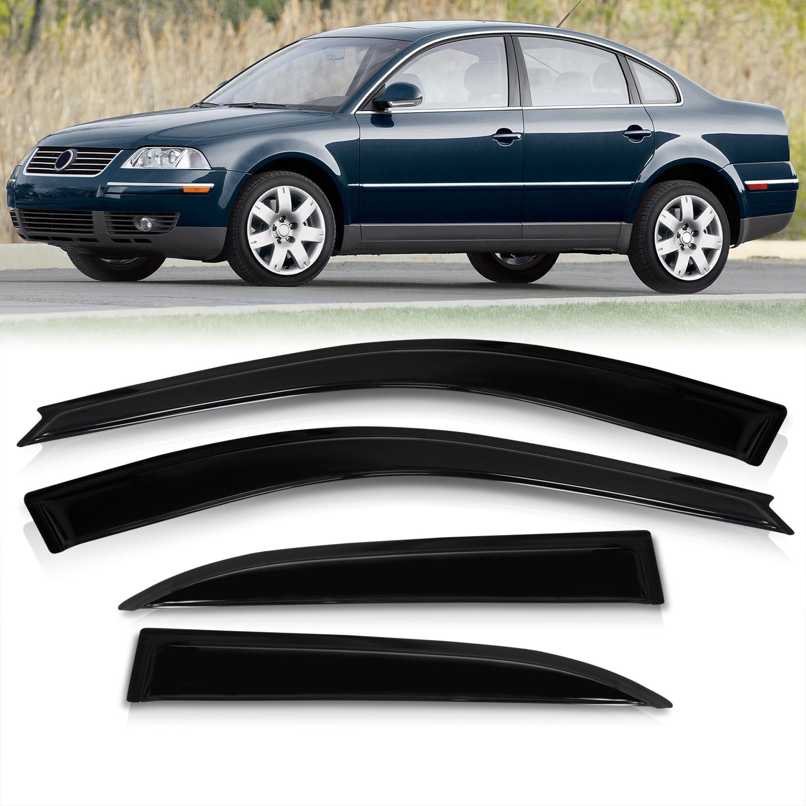 Volkswagen Passat 1998-2005 4 Door Tape On Window Visors - Parts Agent