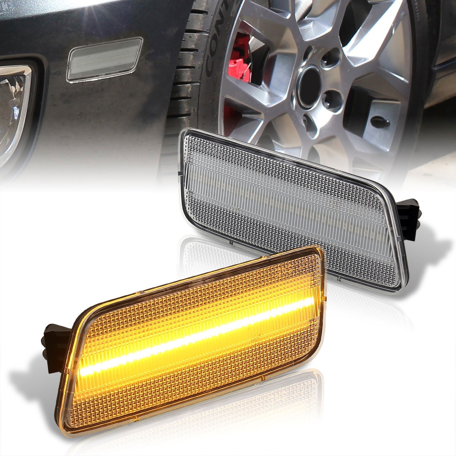 Volkswagen (USA Car Only) GTI 2.0T 2010-2014 Front Amber LED Side Marker Lights Clear Len - Parts Agent