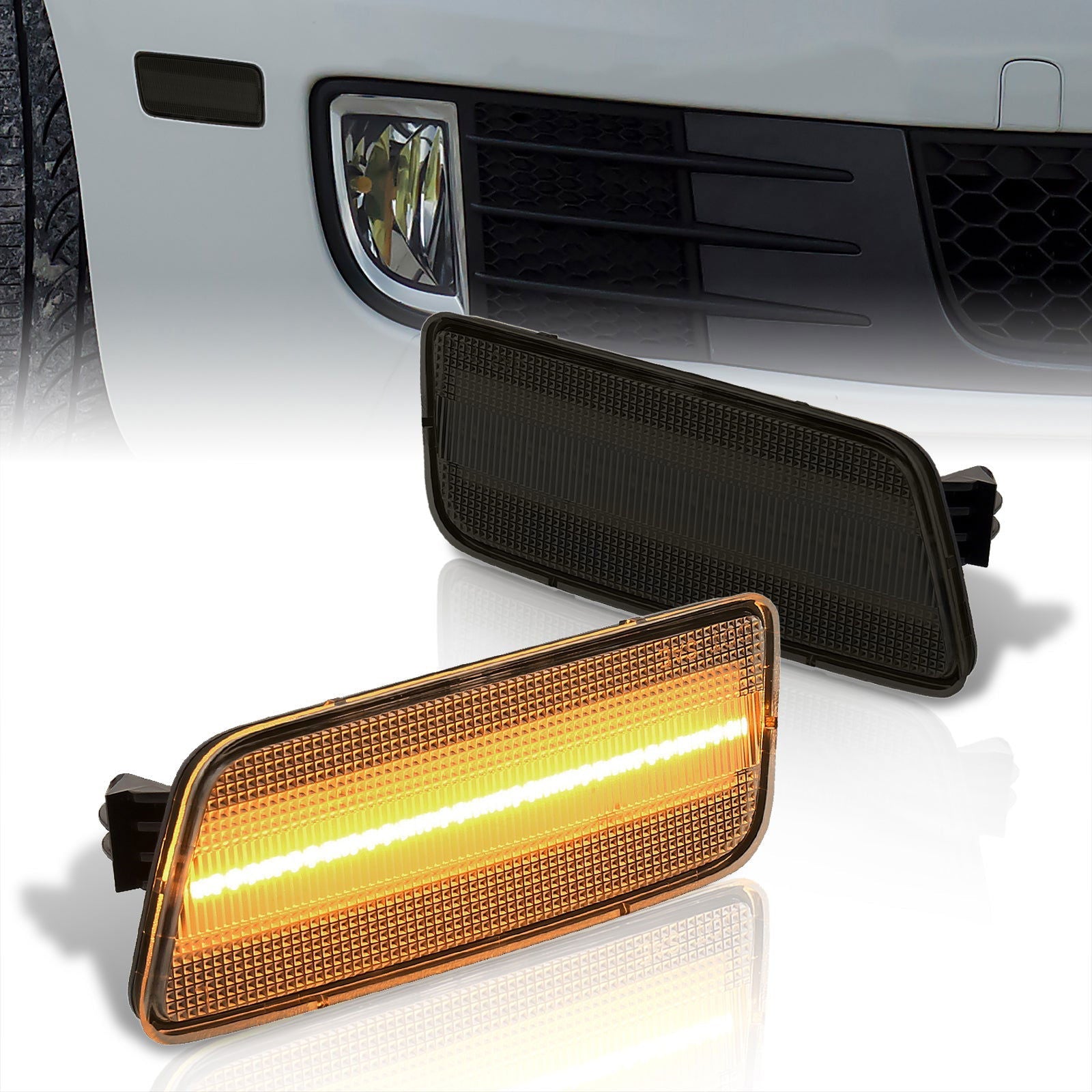 Volkswagen (USA Car Only) GTI 2.0T 2010-2014 Front Amber LED Side Marker Lights Smoke Len - Parts Agent