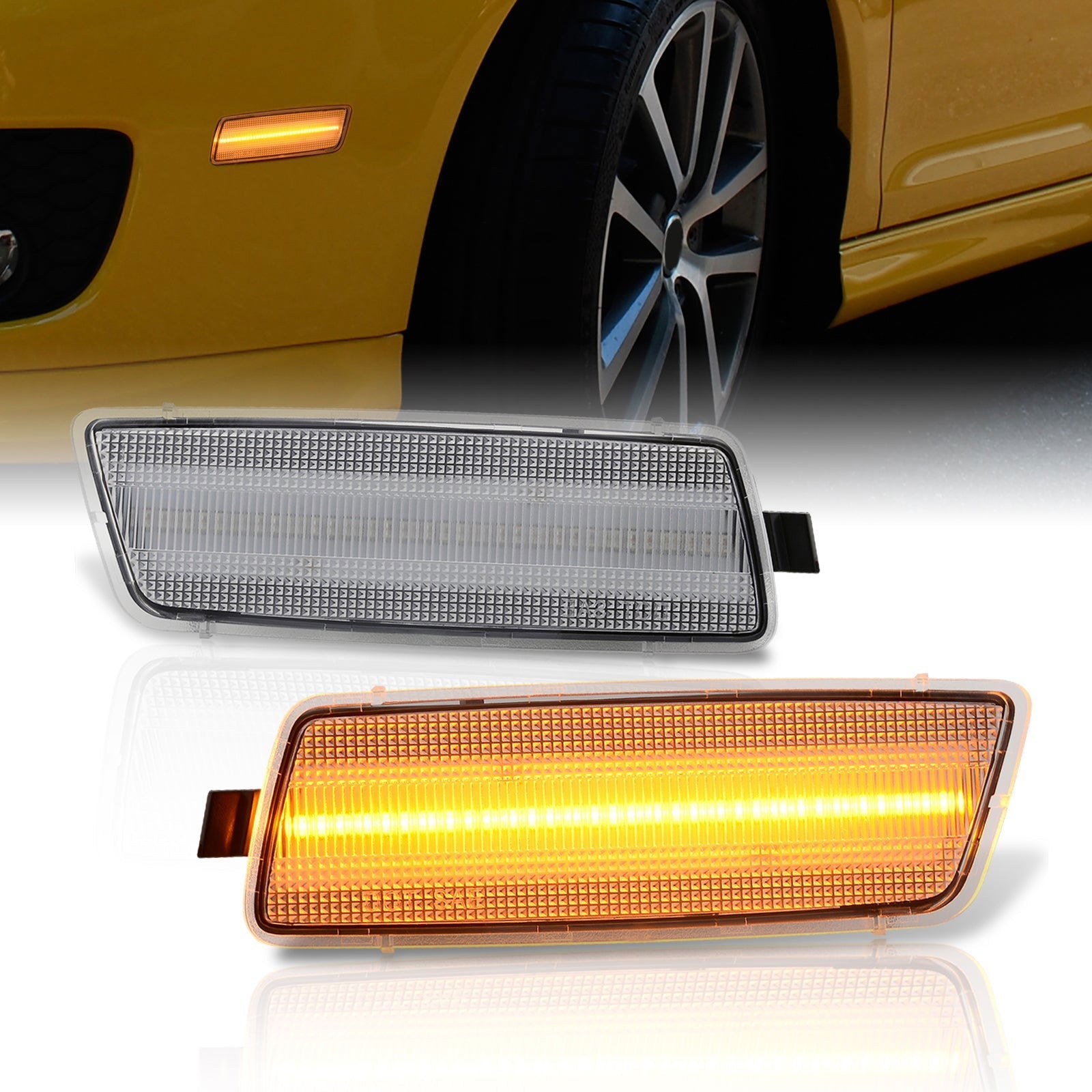 Volkswagen (USA Car Only) GTI 2006-2009 / Jetta Mk5 2005-2010 / Rabbit 2006-2009 / R32 2008 Front Amber LED Side Marker Lights Clear Len - Parts Agent