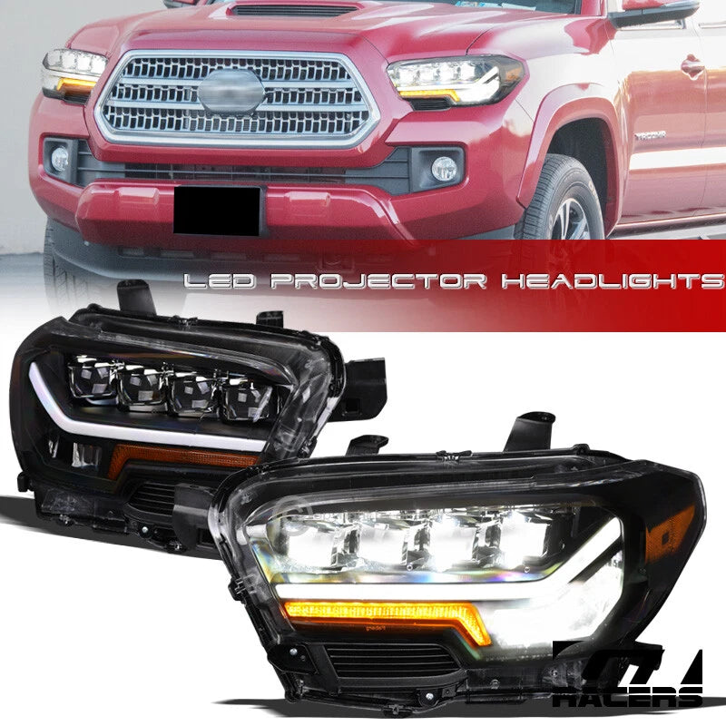 2016-2022 Toyota Tacoma Blk DRL Full LED Sequential Quad Projector Headlight