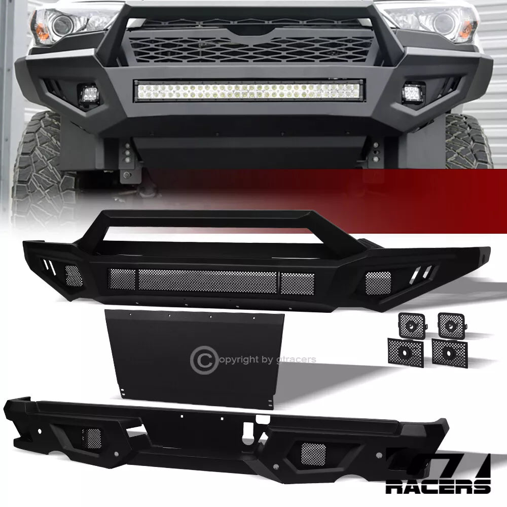 19-24 Ram 1500 Matte Blk Front & Rear Bumper+Hoop Bar+Skid Plate+Sensor Kit