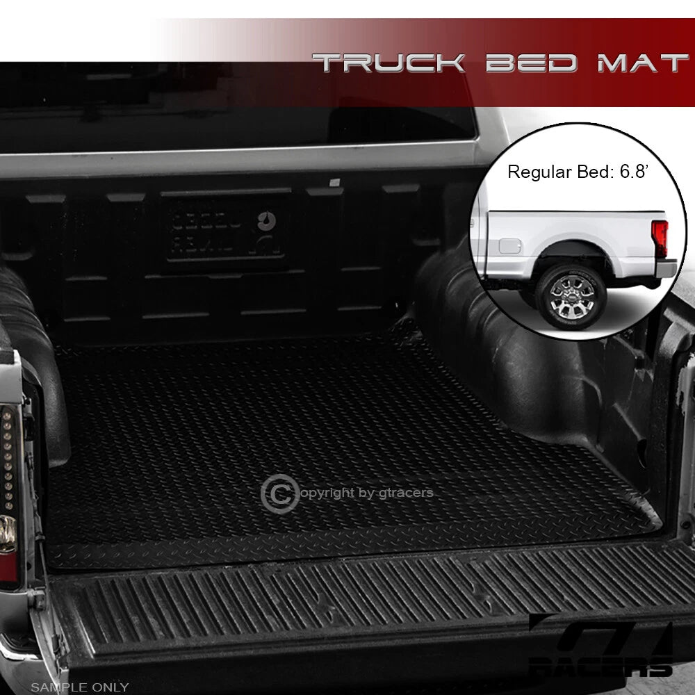 2017-2024 F250/F350 6.75 Feet Black Rubber Diamond Truck Bed Floor Mat Liner