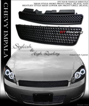 2006-2016 Chevy Impala/Limited Blk Mesh Front Upper Hood+Lower Bumper Grille