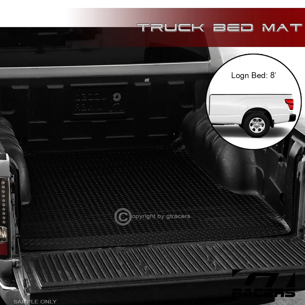 2017-2019 Titan/XD 8 Ft 98.5" Black Rubber Diamond Truck Bed Floor Mat Liner