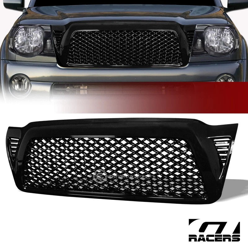 2005-2011 Toyota Tacoma Gloss Blk Dragon Mesh Front Hood Bumper Grill Grille