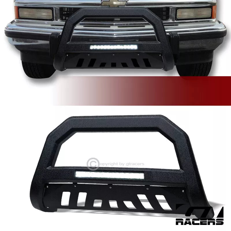 1988-2000 Chevy C10 C/K Truck Textured Black AVT Aluminum LED Bull Bar Guard