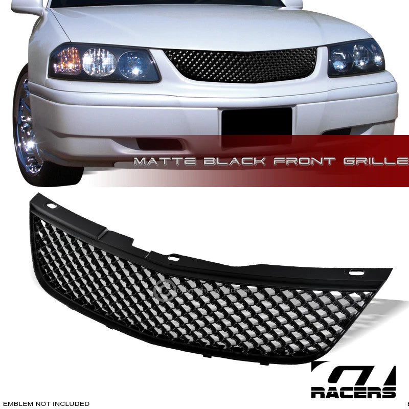 Matte Black 2000-2005 Chevy Impala Luxury Mesh Front Bumper Grill Grille ABS