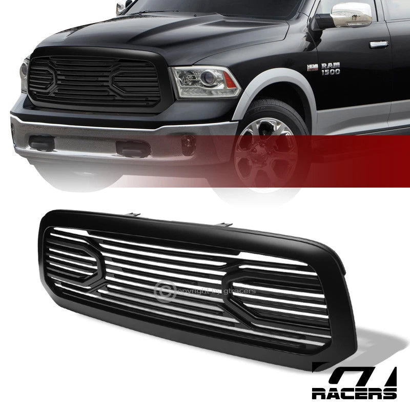 2013-2018 Dodge Ram 1500 Matte Black Big Horn Front Hood Bumper Grill Grille