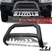 2005-2015 Toyota Tacoma Matte Blk AVT Edge Bull Bar Brush Bumper Guard+Skid