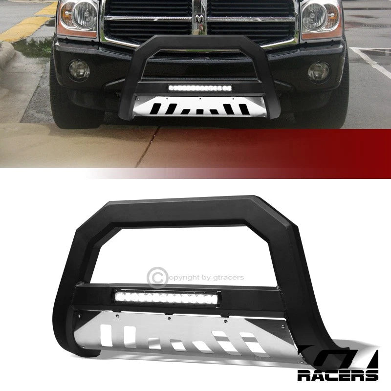 2004-2010 Durango/Aspen Matte Black/SS Skid AVT Aluminum LED Bull Bar Guard