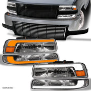 Sequential 99-02 Silverado 1500 Chrome Headlights+Signal w/LED+Blk H Grille