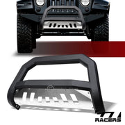 2010-2018 Jeep Wrangler Matte Blk AVT Edge Bull Bar Brush Bumper Guard+Skid