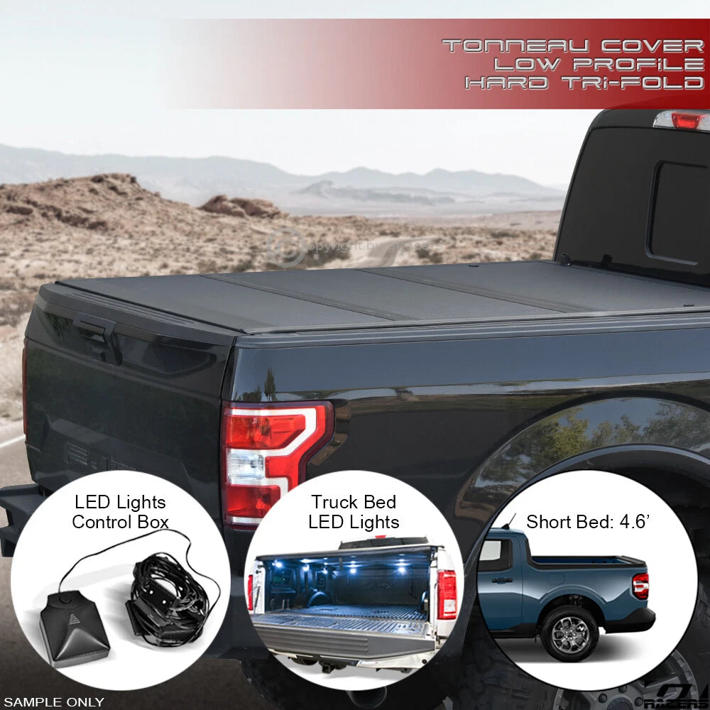 2022-2024 Maverick 4.5' Bed Lo Pro Aluminum Hard Tri Fold Tonneau Cover+LED